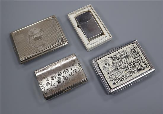 A Zippo limited edition lighter, one other and three cases